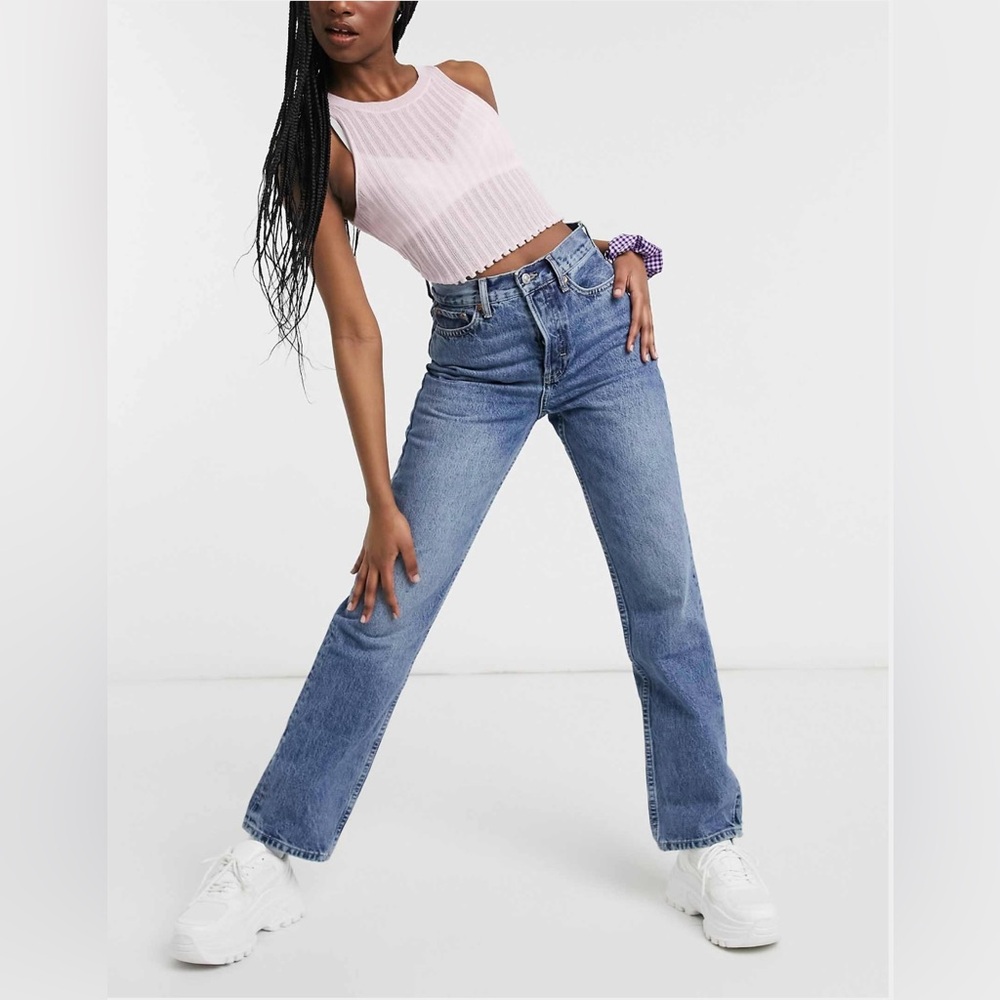Topshop Dad Jeans | Mid Blue | Size 6 | W28 L30